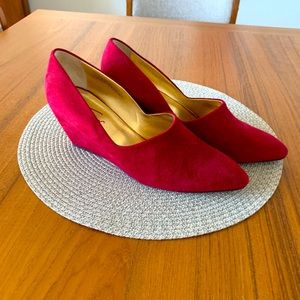 Rare! Walter Steiger of Paris burgundy red suede wedge Size 41/11 EUC